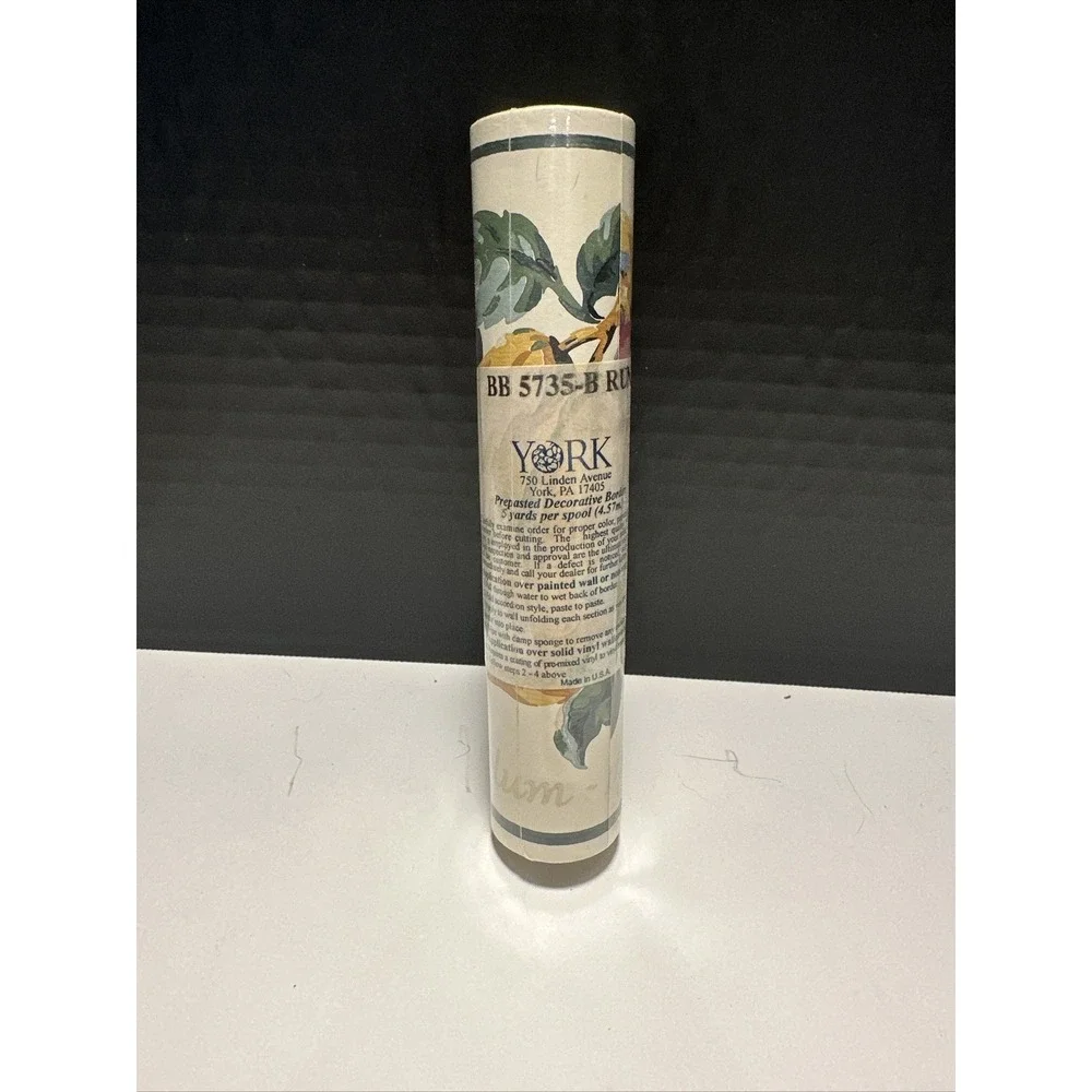 Vintage York Wallpaper Border 5 Yard Spool Apple Fruit Bounty SEALED